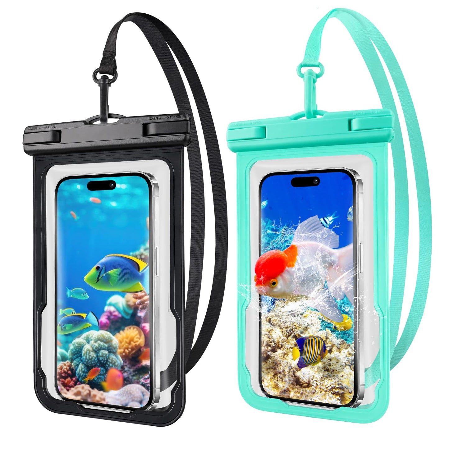 2 Pcs Waterproof Phone Pouch, Universal Waterproof Phone Case for iPhone Samsung Google Up to 7.3'', IPX8 Water Proof Cellphone Dry Bag for Snorkeling Swimming Beach Kayak Cruise Essentials