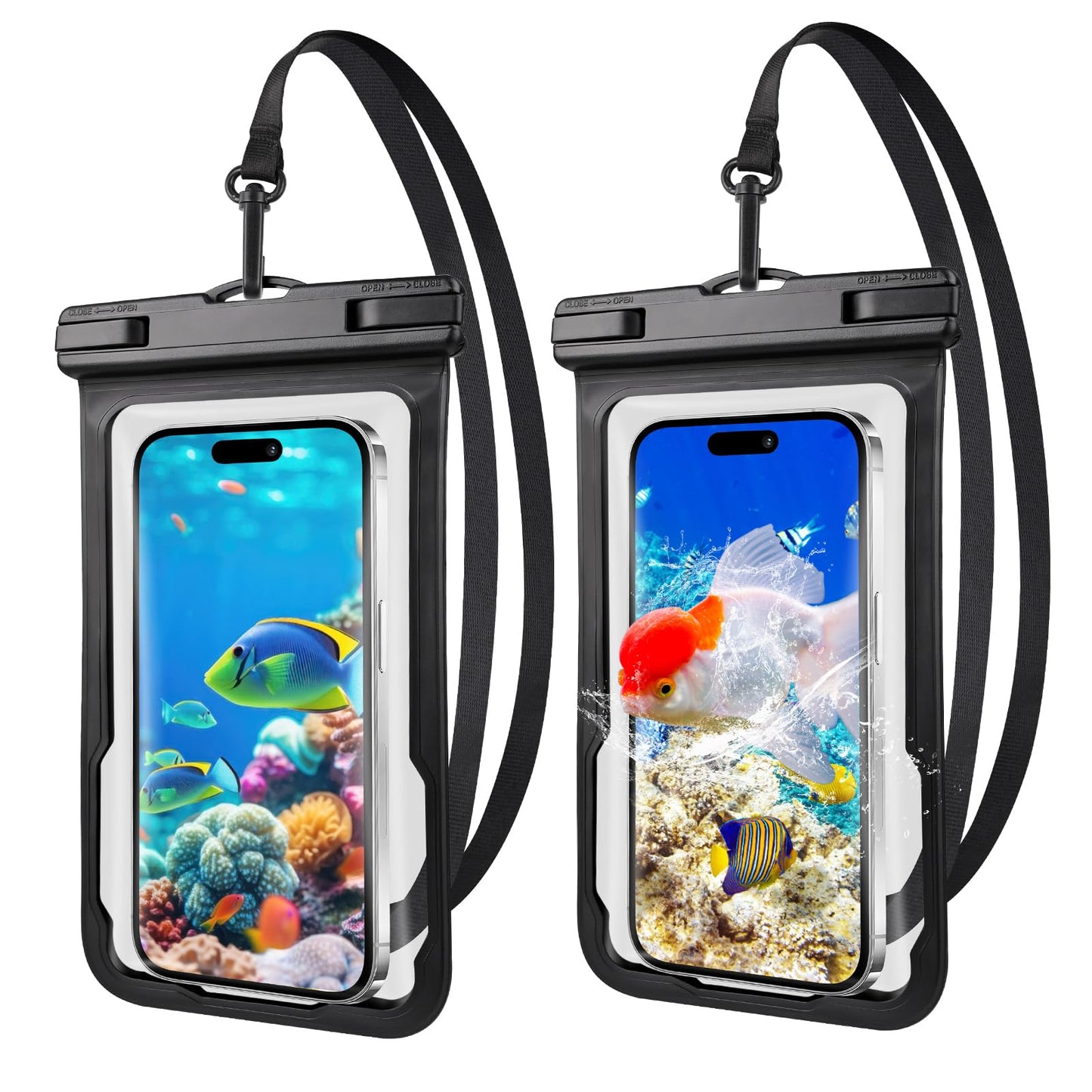 2 Pcs Waterproof Phone Pouch, Universal Waterproof Phone Case for iPhone Samsung Google Up to 7.3'', IPX8 Water Proof Cellphone Dry Bag for Snorkeling Swimming Beach Kayak Cruise Essentials