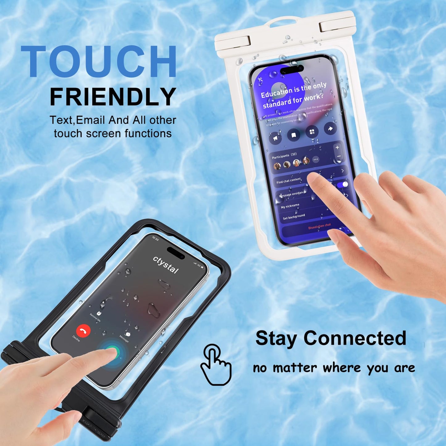 2 Pcs Waterproof Phone Pouch, Universal Waterproof Phone Case for iPhone Samsung Google Up to 7.3'', IPX8 Water Proof Cellphone Dry Bag for Snorkeling Swimming Beach Kayak Cruise Essentials