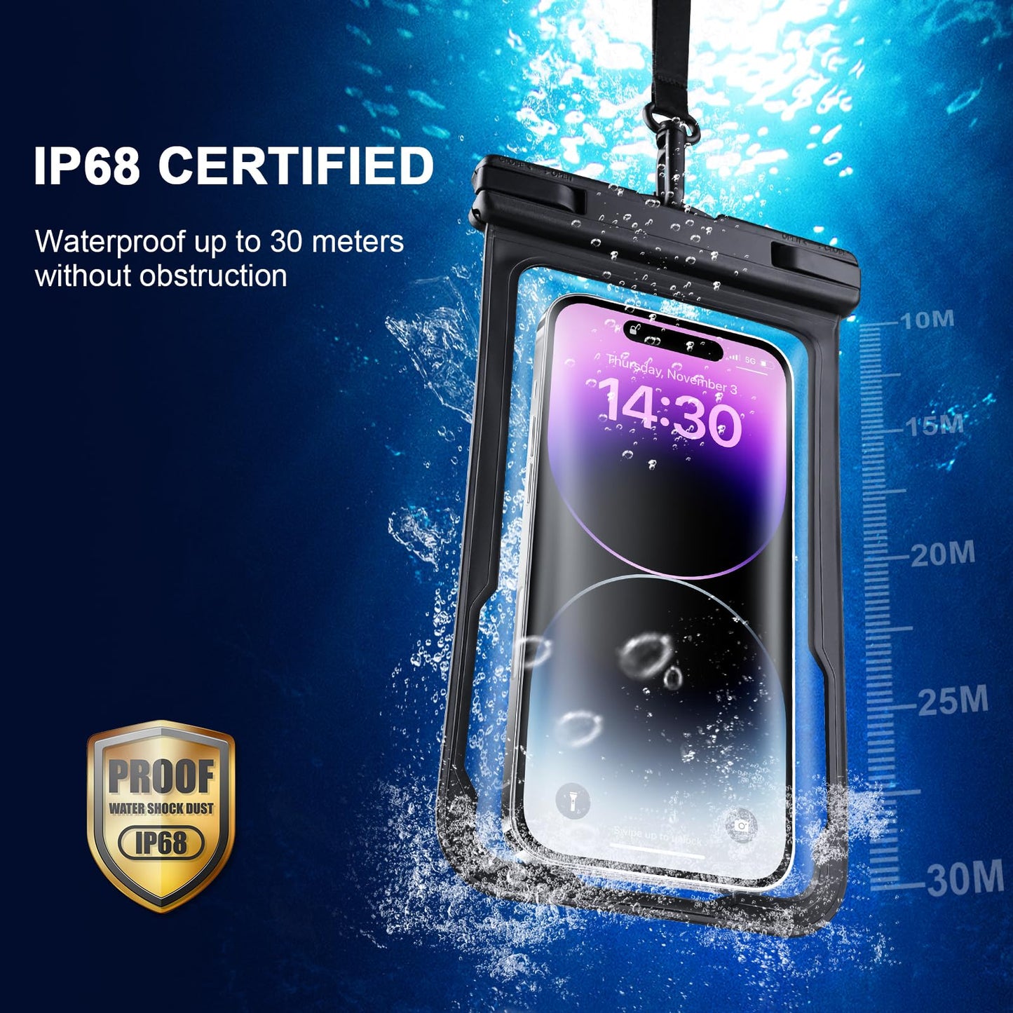 2 Pcs Waterproof Phone Pouch, Universal Waterproof Phone Case for iPhone Samsung Google Up to 7.3'', IPX8 Water Proof Cellphone Dry Bag for Snorkeling Swimming Beach Kayak Cruise Essentials