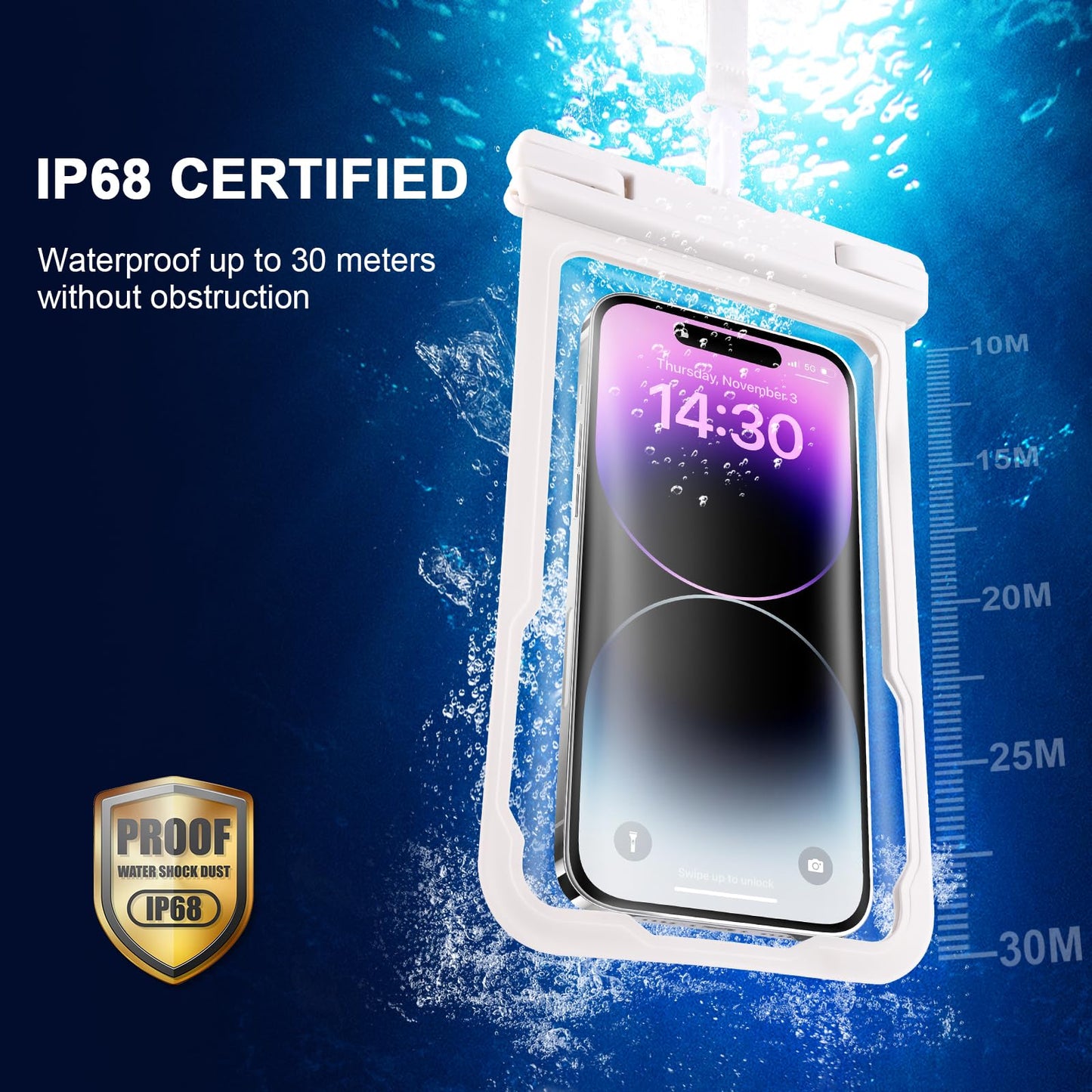 2 Pcs Waterproof Phone Pouch, Universal Waterproof Phone Case for iPhone Samsung Google Up to 7.3'', IPX8 Water Proof Cellphone Dry Bag for Snorkeling Swimming Beach Kayak Cruise Essentials