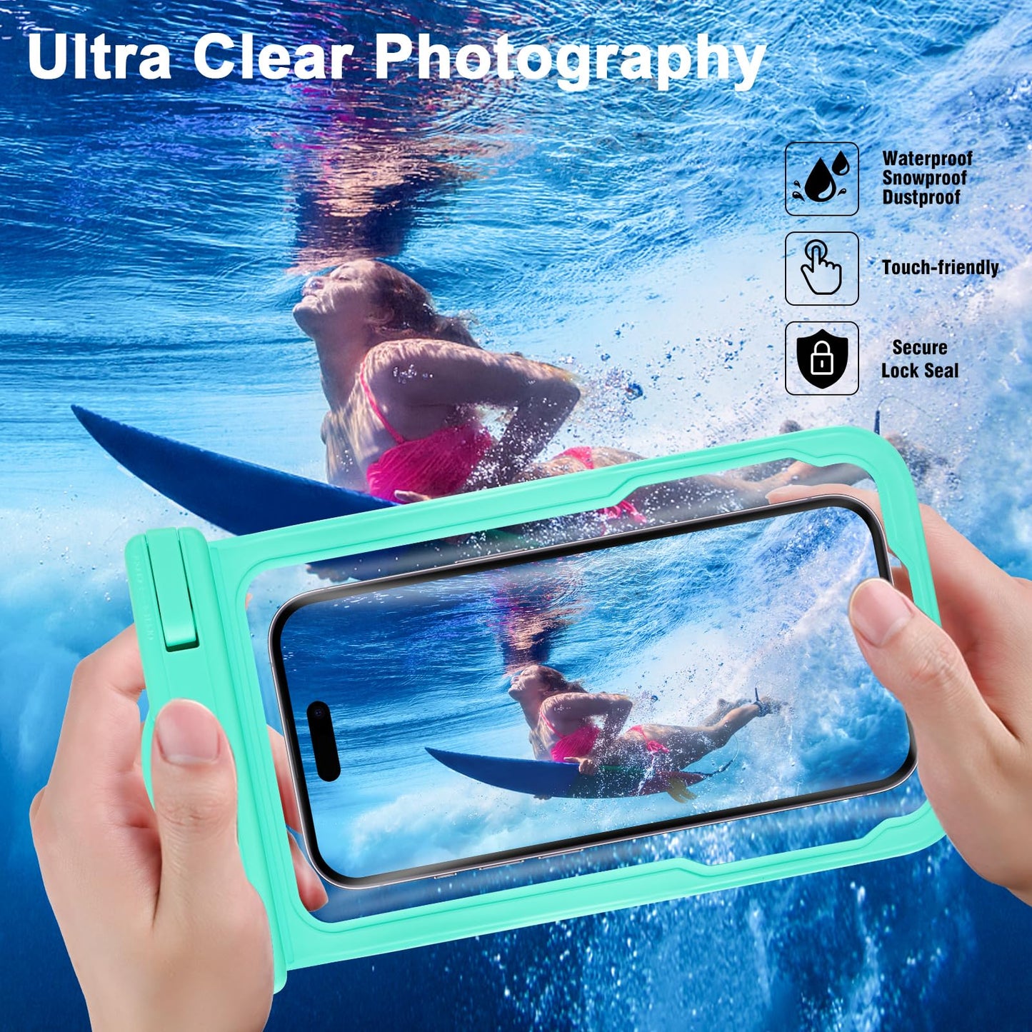 2 Pcs Waterproof Phone Pouch, Universal Waterproof Phone Case for iPhone Samsung Google Up to 7.3'', IPX8 Water Proof Cellphone Dry Bag for Snorkeling Swimming Beach Kayak Cruise Essentials
