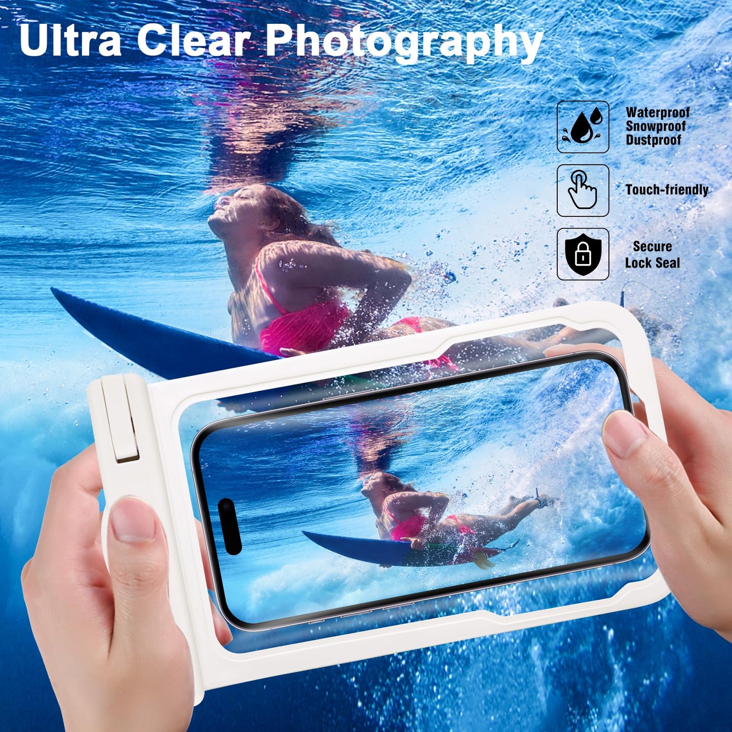 2 Pcs Waterproof Phone Pouch, Universal Waterproof Phone Case for iPhone Samsung Google Up to 7.3'', IPX8 Water Proof Cellphone Dry Bag for Snorkeling Swimming Beach Kayak Cruise Essentials